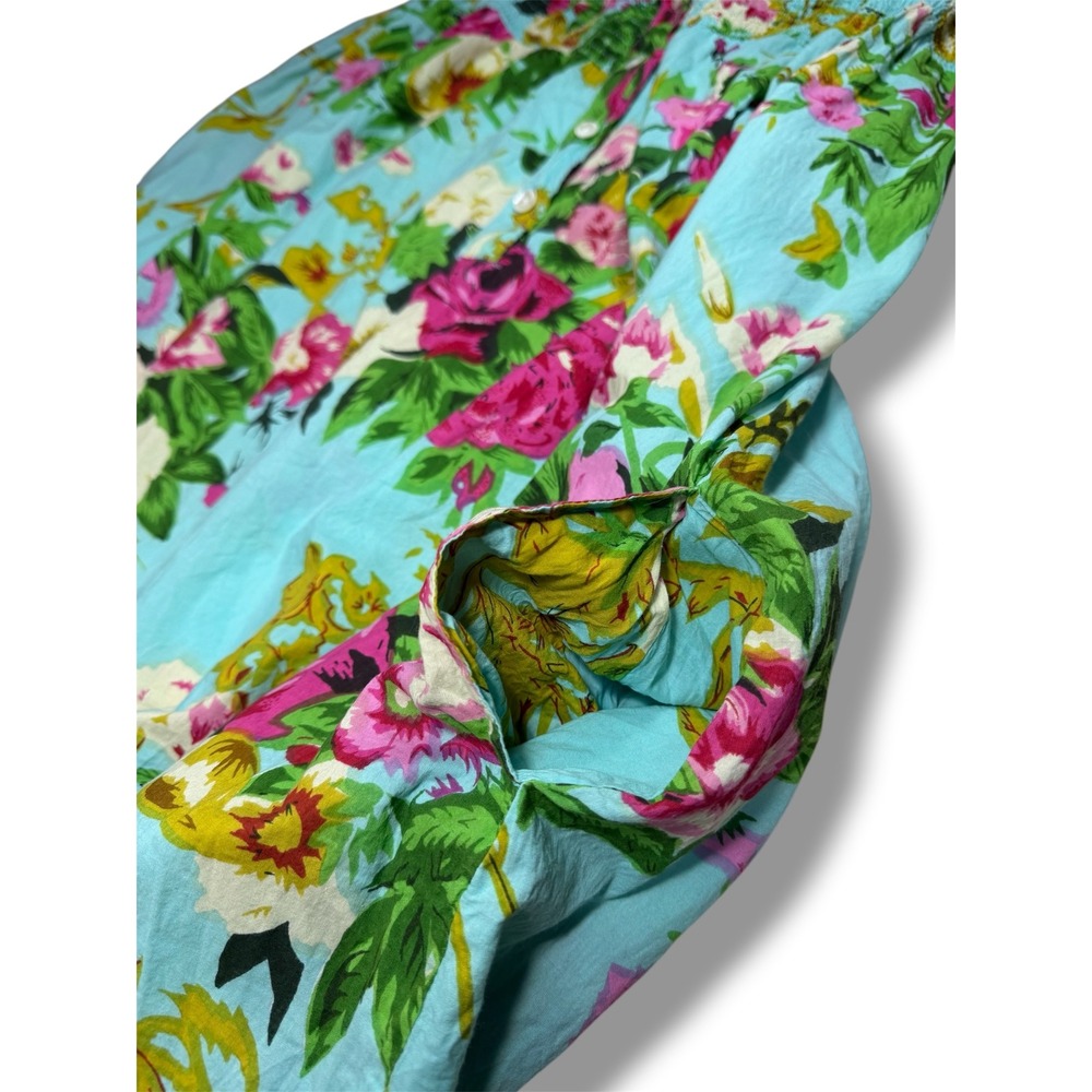Soft Surroundings Floral Maxi Dress XL Smocked Sundress Pockets Cottagecore Boho - Picture 4 of 7